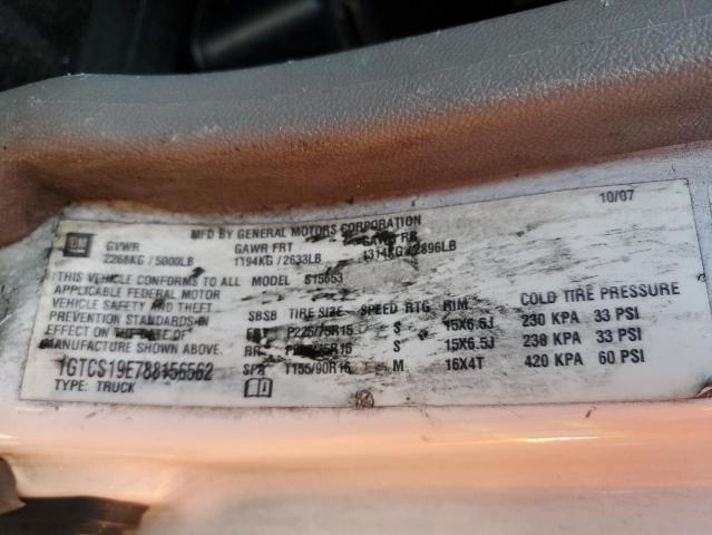 1GTCS19E788156562 - 2008 GMC CANYON WHITE photo 12