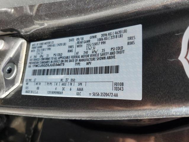 1FMCU0GD5JUD34475 - 2018 FORD ESCAPE SE CHARCOAL photo 14