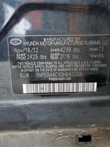 5NPEB4ACXDH647305 - 2013 HYUNDAI SONATA GLS BLACK photo 12