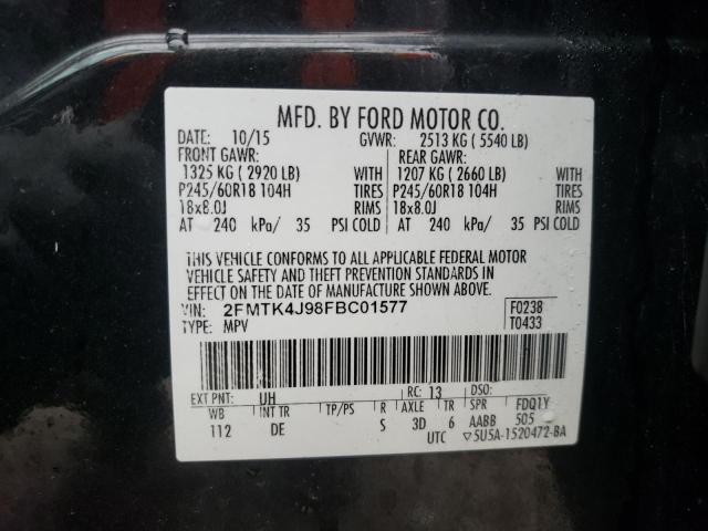 2FMTK4J98FBC01577 - 2015 FORD EDGE SEL BLACK photo 13