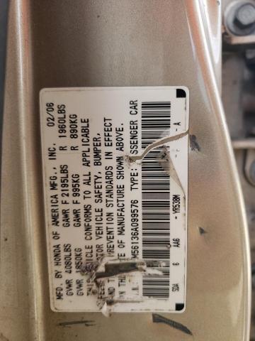 1HGCM56136A099576 - 2006 HONDA ACCORD VALUE TAN photo 12