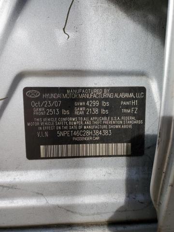 5NPET46C28H384383 - 2008 HYUNDAI SONATA GLS BLUE photo 12