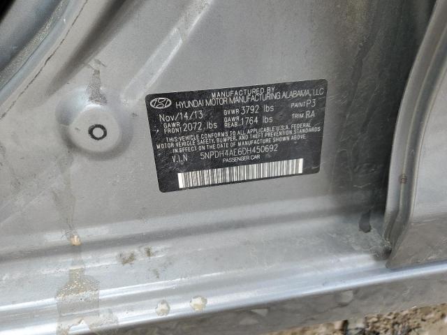 5NPDH4AE6DH450692 - 2013 HYUNDAI ELANTRA GLS GRAY photo 12