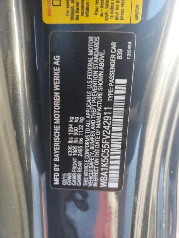 WBA1K5C55FV242911 - 2015 BMW 228 I CHARCOAL photo 12