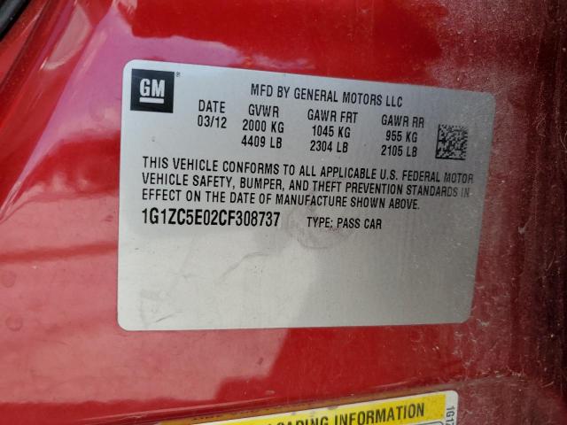 1G1ZC5E02CF308737 - 2012 CHEVROLET MALIBU 1LT 红色 照片 12