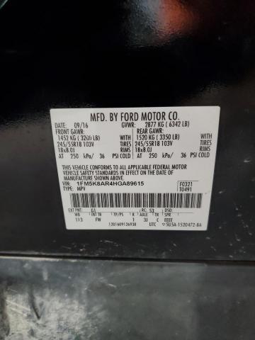 1FM5K8AR4HGA89615 - 2017 FORD EXPLORER POLICE INTERCEPTOR Qara foto 12