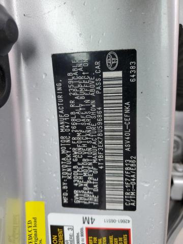 4T1BF3EK7BU596864 - 2011 TOYOTA CAMRY BASE SILVER photo 12