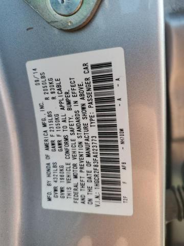 1HGCR2F83FA023773 - 2015 HONDA ACCORD EXL SILVER photo 12