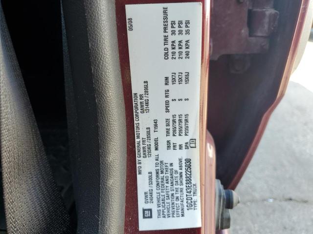 1GCDT43E888225030 - 2008 CHEVROLET COLORADO LT MAROON photo 12