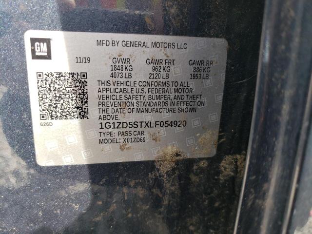 1G1ZD5STXLF054920 - 2020 CHEVROLET MALIBU LT CHARCOAL photo 12