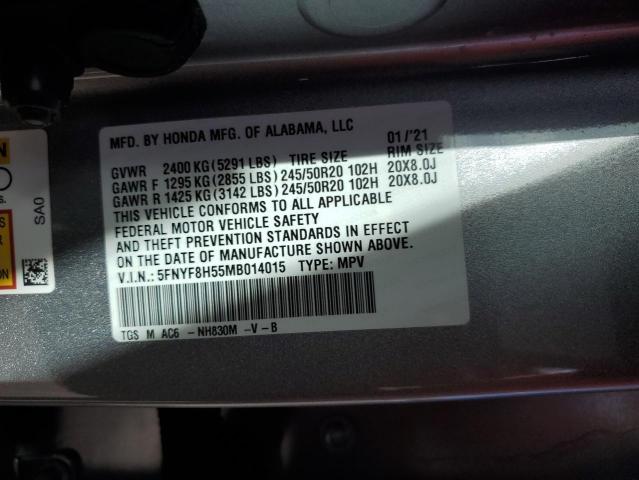 5FNYF8H55MB014015 - 2021 HONDA PASSPORT EXL 灰色 照片 13