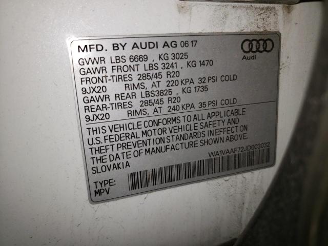 WA1VAAF72JD003032 - 2018 AUDI Q7 PRESTIGE 白色 照片 13