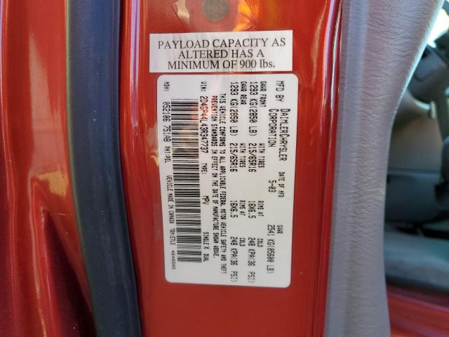 2D4GP44L43R347737 - 2003 DODGE GRAND CARA SPORT RED photo 13