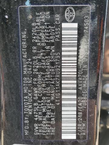 4T1G11AK7RU921795 - 2024 TOYOTA CAMRY SE NIGHT SHADE BLACK photo 12