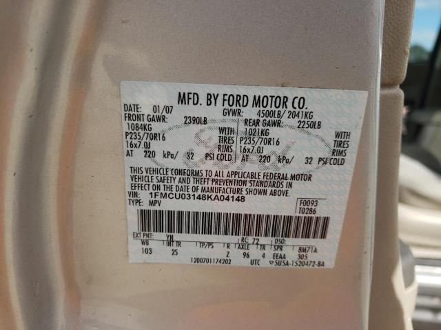 1FMCU03148KA04148 - 2008 FORD ESCAPE XLT SILVER photo 12