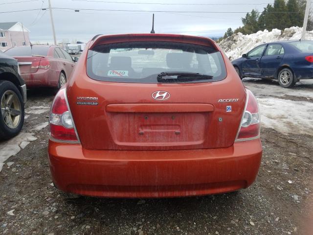 KMHCN35C88U085897 - 2008 HYUNDAI ACCENT BASE ORANGE photo 6