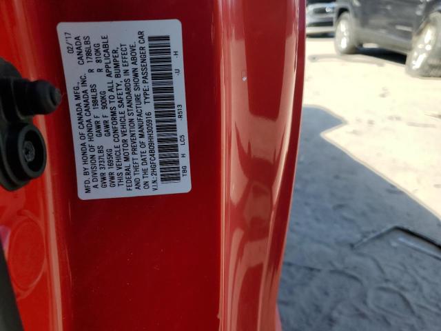 2HGFC4B09HH305916 - 2017 HONDA CIVIC LX RED photo 12