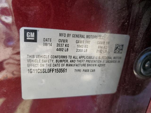 1G11C5SL0FF150561 - 2015 CHEVROLET MALIBU 1LT 勃艮第红 照片 12