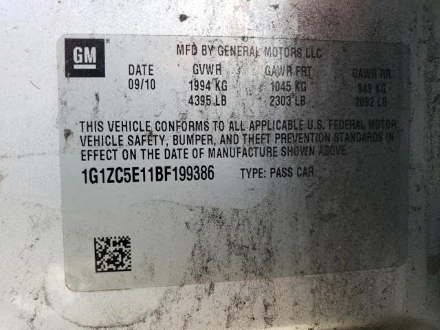 1G1ZC5E11BF199386 - 2011 CHEVROLET MALIBU 1LT 银色 照片 12