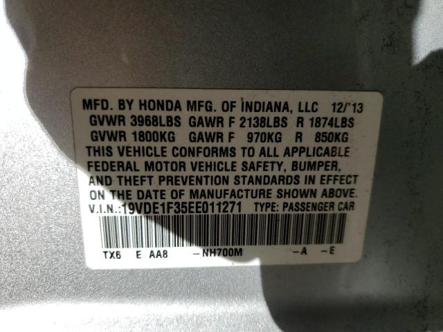 19VDE1F35EE011271 - 2014 ACURA ILX 20 SILVER photo 12