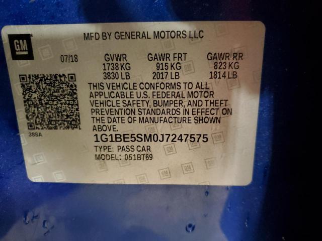 1G1BE5SM0J7247575 - 2018 CHEVROLET CRUZE LT BLUE photo 13