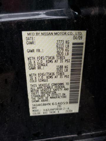 5N1AR18B49C614059 - 2009 NISSAN PATHFINDER S 黑色 照片 12