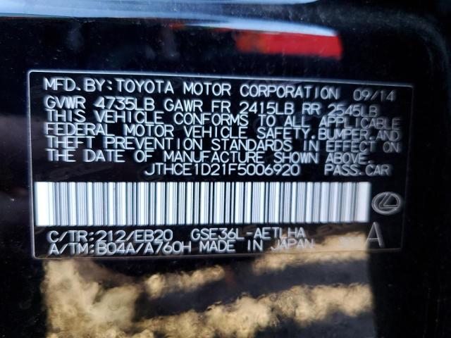 JTHCE1D21F5006920 - 2015 LEXUS IS 350 BLACK photo 12