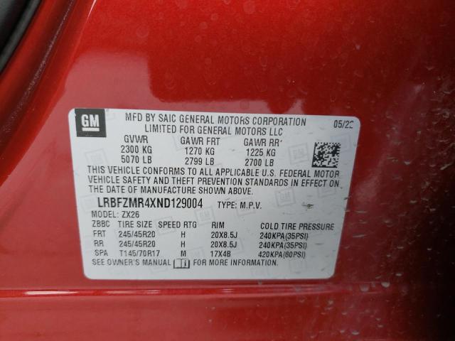 LRBFZMR4XND129004 - 2022 BUICK ENVISION PREFERRED BURGUNDY photo 13