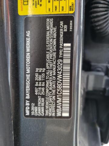 WBAVM1C58DVW43029 - 2013 BMW X1 SDRIVE28I GRAY photo 13