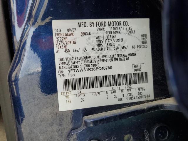 1FTWW31R38EC40780 - 2008 FORD F350 SRW SUPER DUTY BLUE photo 13