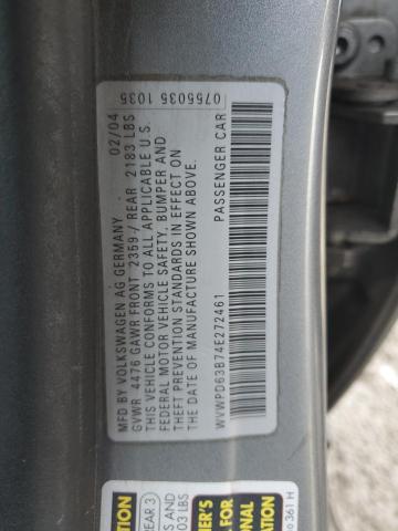 WVWPD63B74E272461 - 2004 VOLKSWAGEN PASSAT GLS SILVER photo 13