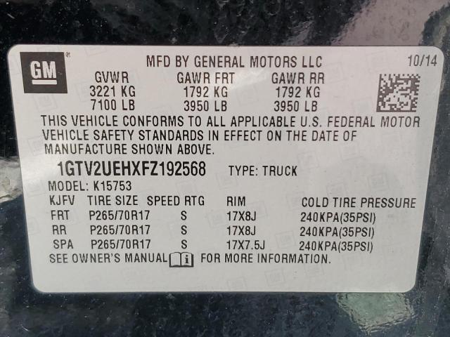 1GTV2UEHXFZ192568 - 2015 GMC SIERRA K1500 SLE BLACK photo 12