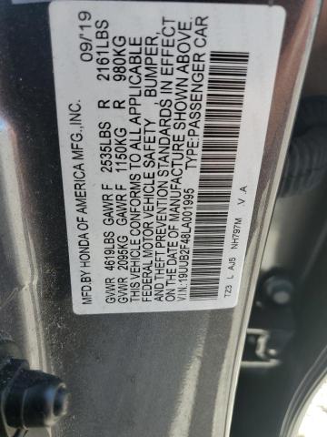 19UUB2F48LA001995 - 2020 ACURA TLX TECHNOLOGY 灰色 照片 12