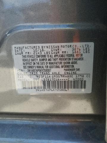 3N1AB7AP6KY258067 - 2019 NISSAN SENTRA S GRAY photo 12