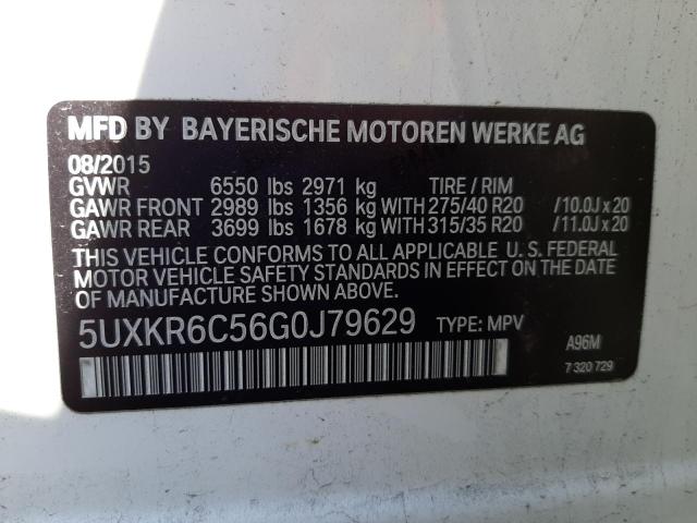 5UXKR6C56G0J79629 - 2016 BMW X5 XDRIVE50I WHITE photo 10