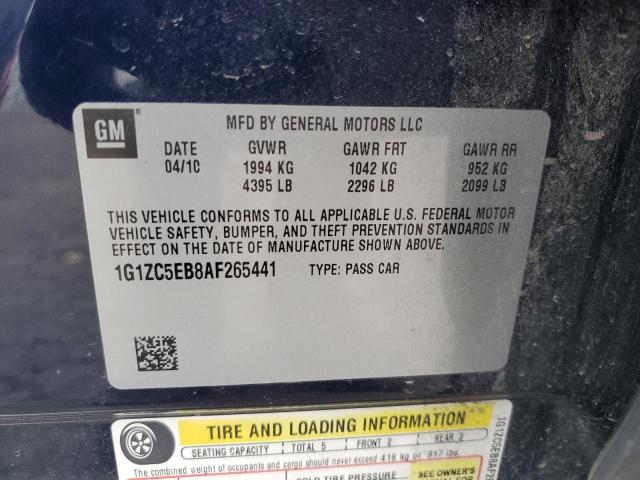 1G1ZC5EB8AF265441 - 2010 CHEVROLET MALIBU 1LT 蓝色 照片 12