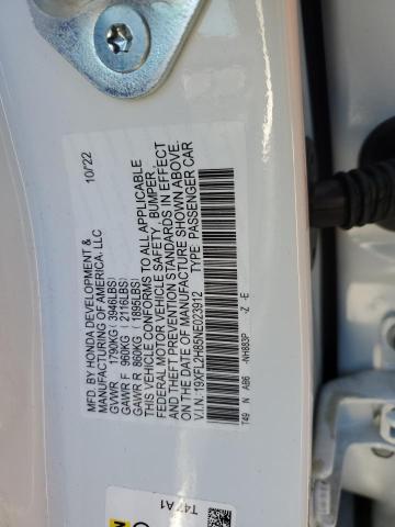 19XFL2H85NE023912 - 2022 HONDA CIVIC SPORT 白色 照片 12