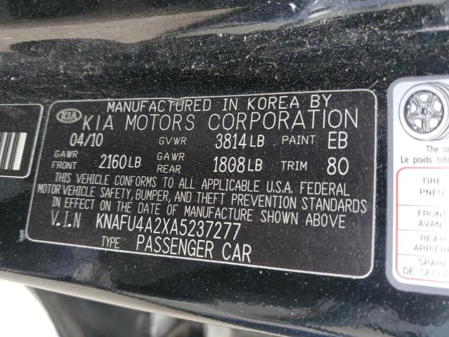 KNAFU4A2XA5237277 - 2010 KIA FORTE EX BLACK photo 13