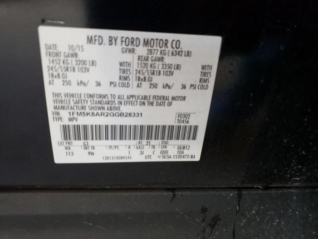 1FM5K8AR2GGB28331 - 2016 FORD EXPLORER POLICE INTERCEPTOR BLACK photo 13