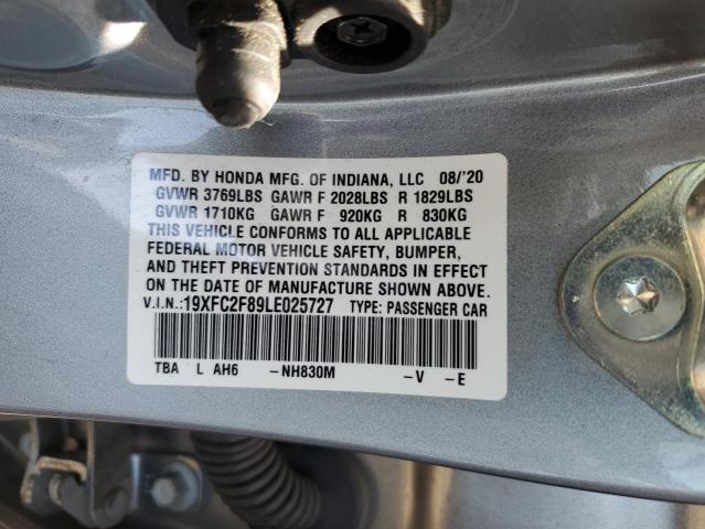 19XFC2F89LE025727 - 2020 HONDA CIVIC SPORT SILVER photo 12