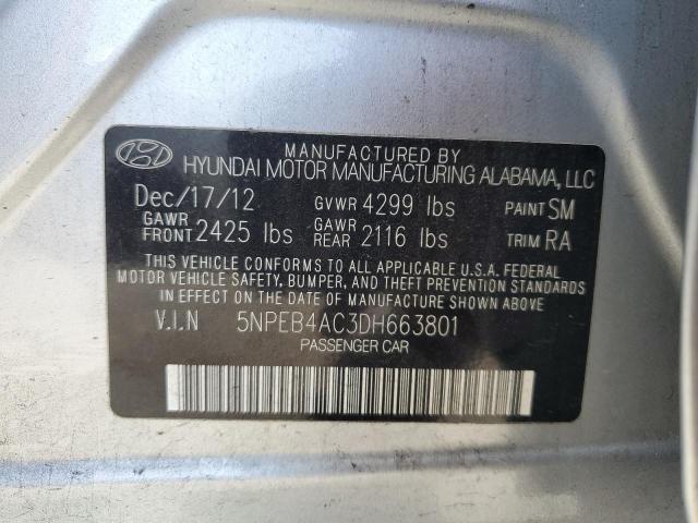 5NPEB4AC3DH663801 - 2013 HYUNDAI SONATA GLS SILVER photo 12