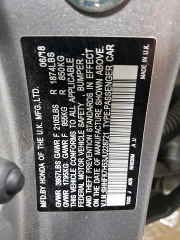 SHHFK7H53JU228721 - 2018 HONDA CIVIC EX SILVER photo 13