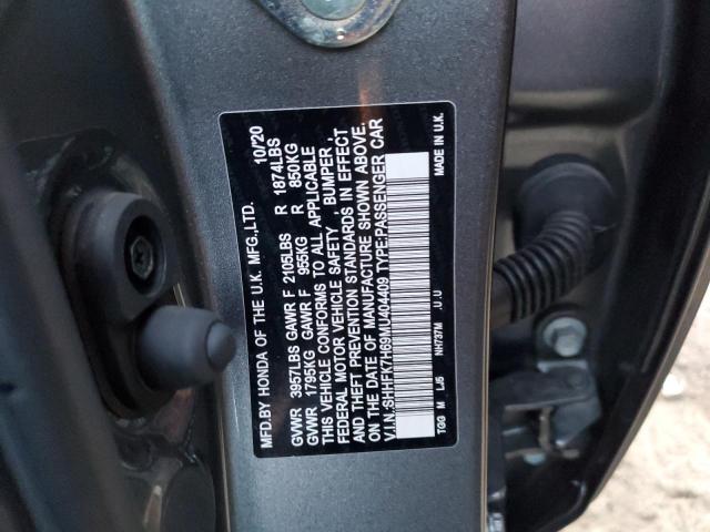 SHHFK7H69MU404409 - 2021 HONDA CIVIC EX GRAY photo 12