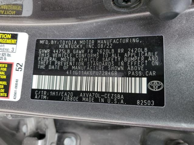 4T1G11AK6PU728468 - 2023 TOYOTA CAMRY SE NIGHT SHADE GRAY photo 12