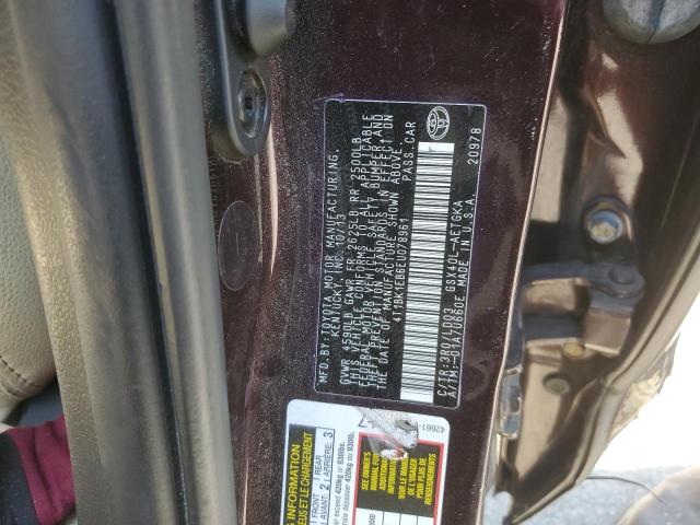 4T1BK1EB6EU078961 - 2014 TOYOTA AVALON BASE 勃艮第红 照片 12