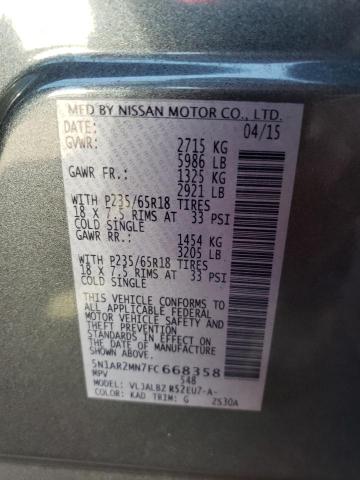 5N1AR2MN7FC668358 - 2015 NISSAN PATHFINDER S GRAY photo 13