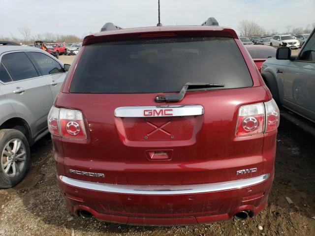 1GKKVTED0BJ216908 - 2011 GMC ACADIA DENALI BURGUNDY photo 6