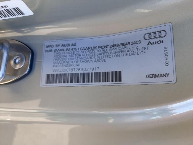 WAUDK78T28A027917 - 2008 AUDI A5 QUATTRO SILVER photo 12