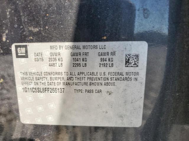 1G11C5SL8FF266137 - 2015 CHEVROLET MALIBU 1LT შავი ფოტო 13