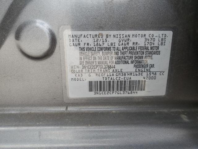 3N1CE2CP7GL376844 - 2016 NISSAN VERSA NOTE S GRAY photo 12